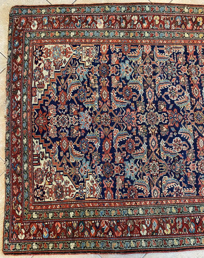 Handwoven Antique Runner Rug, Long Traditional Oriental Wool Rug — detail 9