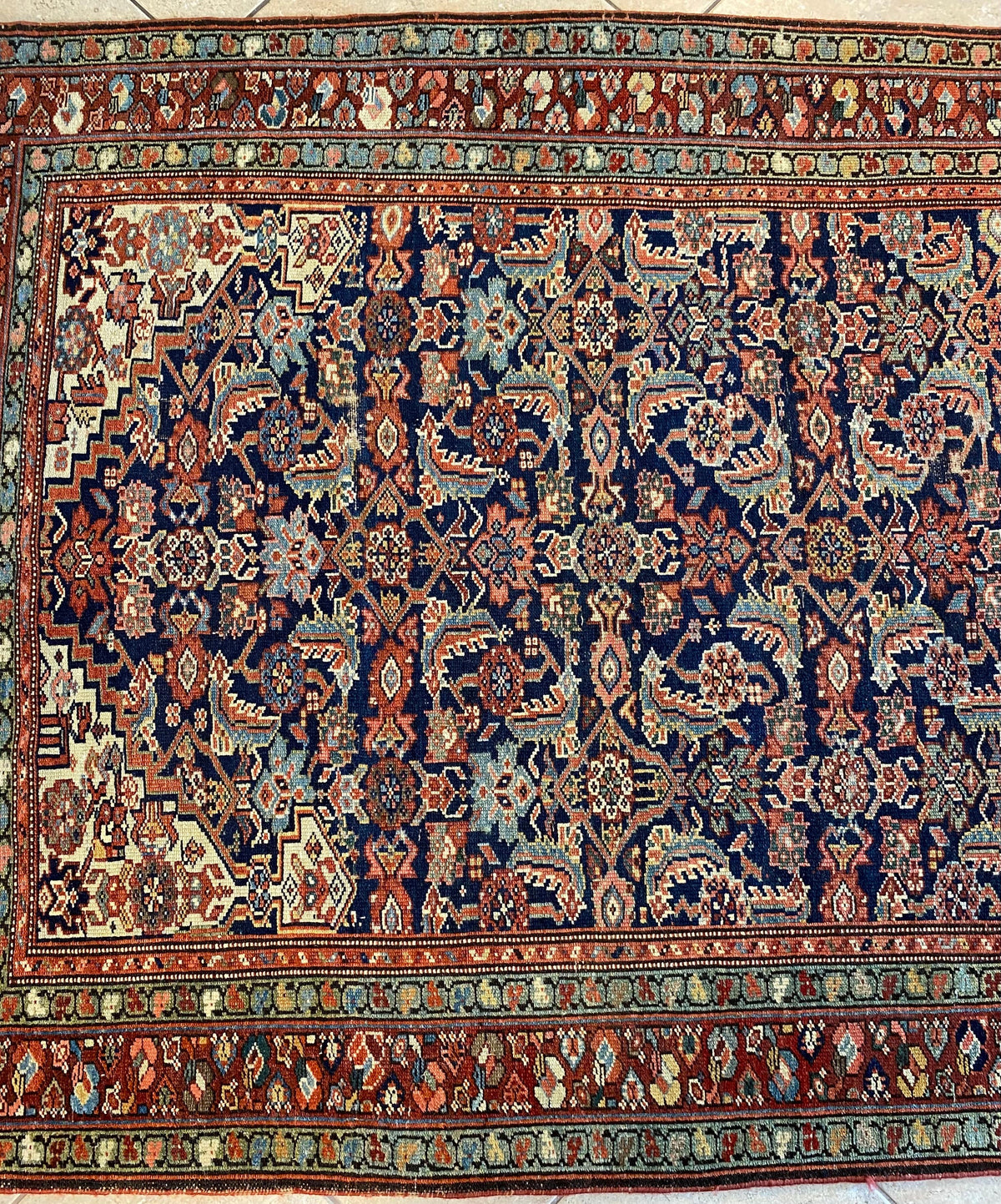 Handwoven Antique Runner Rug, Long Traditional Oriental Wool Rug — detail 10