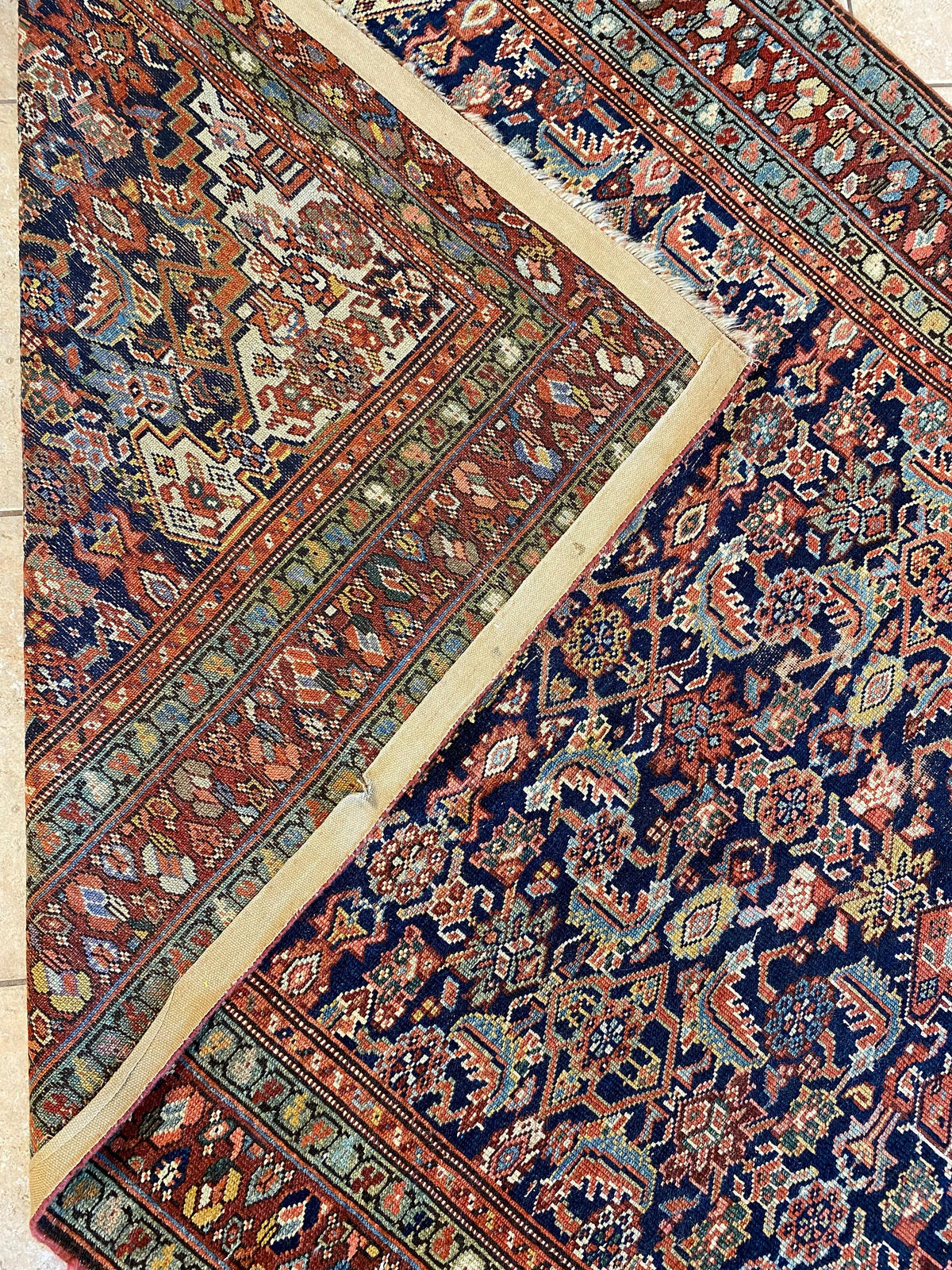Handwoven Antique Runner Rug, Long Traditional Oriental Wool Rug — detail 6