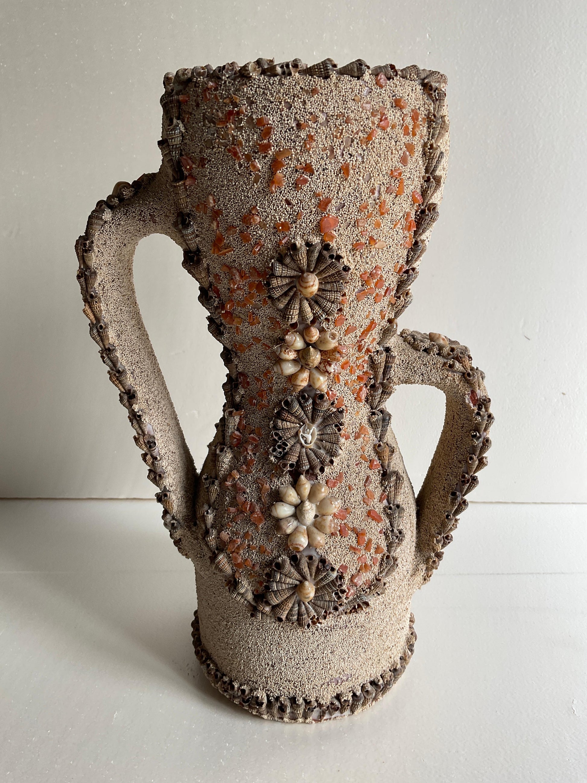 French Mid-Century Vase, A Composition of Sandstone and Glass — detail 3