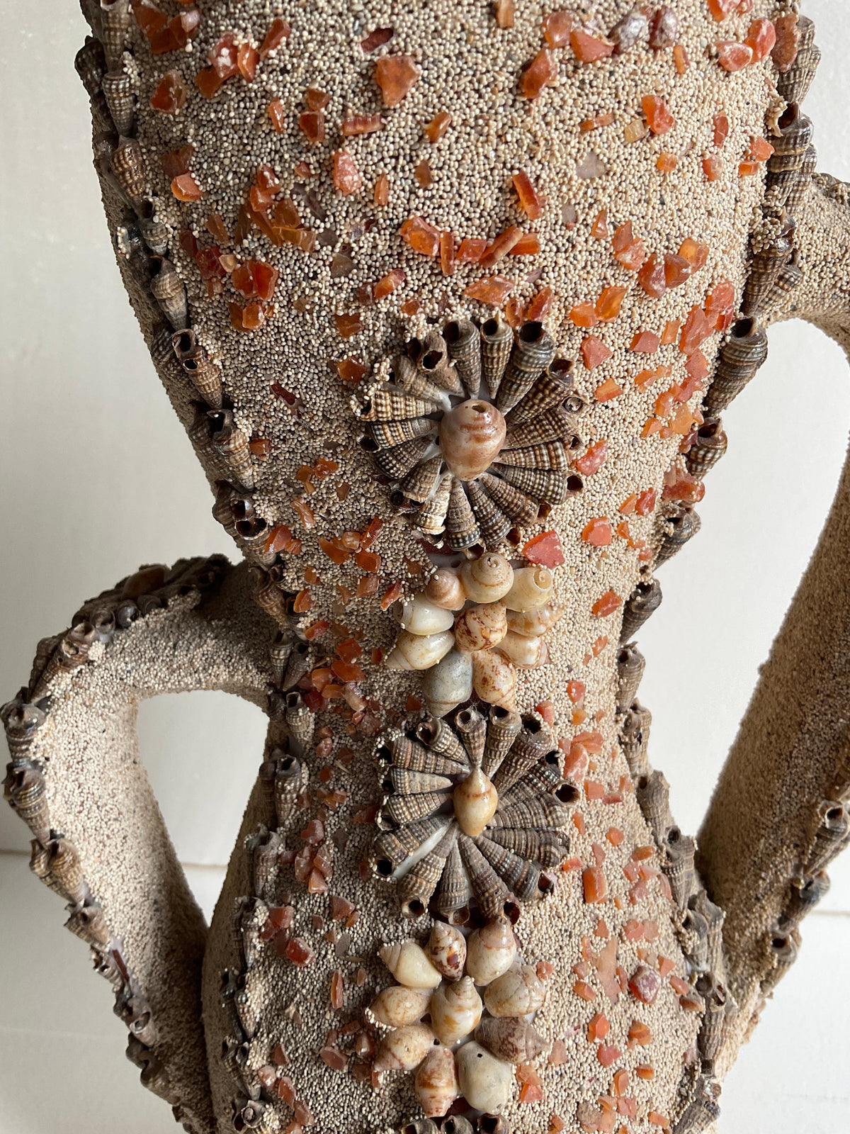 French Mid-Century Vase, A Composition of Sandstone and Glass — detail 2