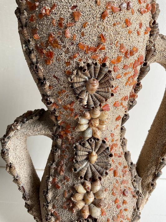 French Mid-Century Vase, A Composition of Sandstone and Glass — detail 2