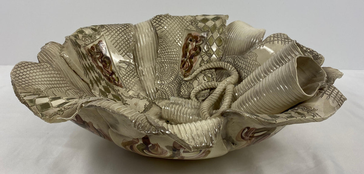 Large Sculpted Ceramic Bowl by Gail Markiewicz — detail 2