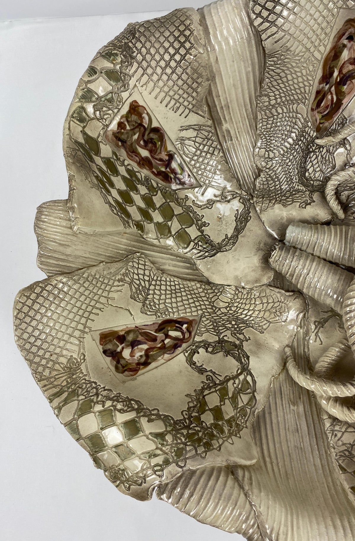 Large Sculpted Ceramic Bowl by Gail Markiewicz — detail 8