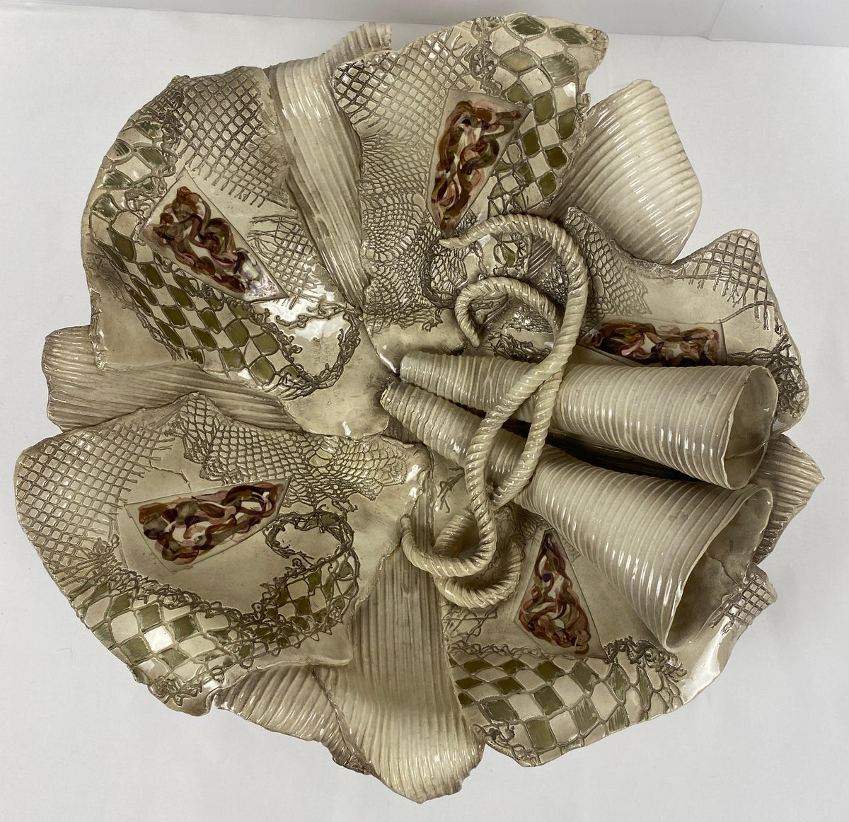 Large Sculpted Ceramic Bowl by Gail Markiewicz — detail 5