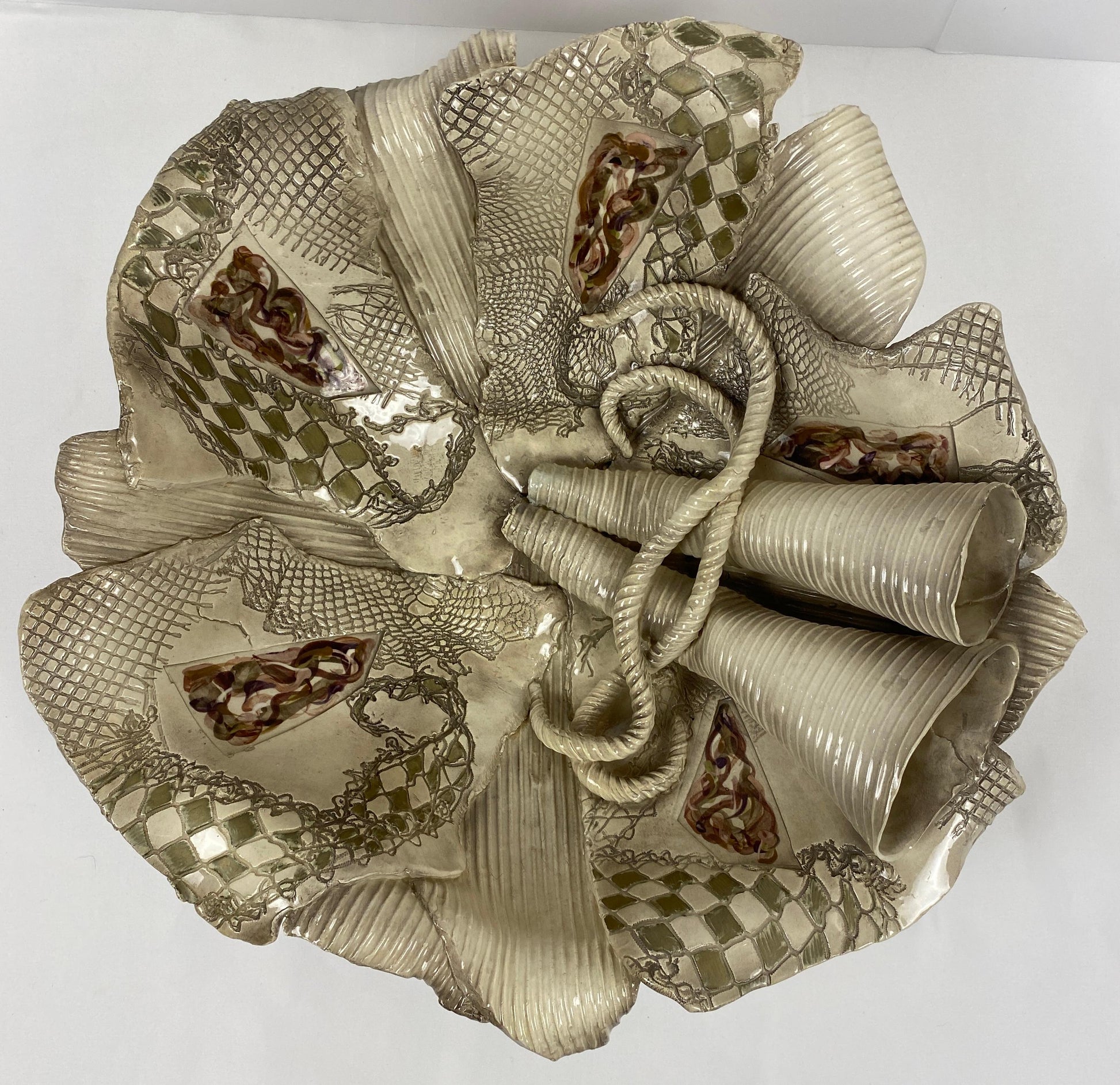 Large Sculpted Ceramic Bowl by Gail Markiewicz — detail 5