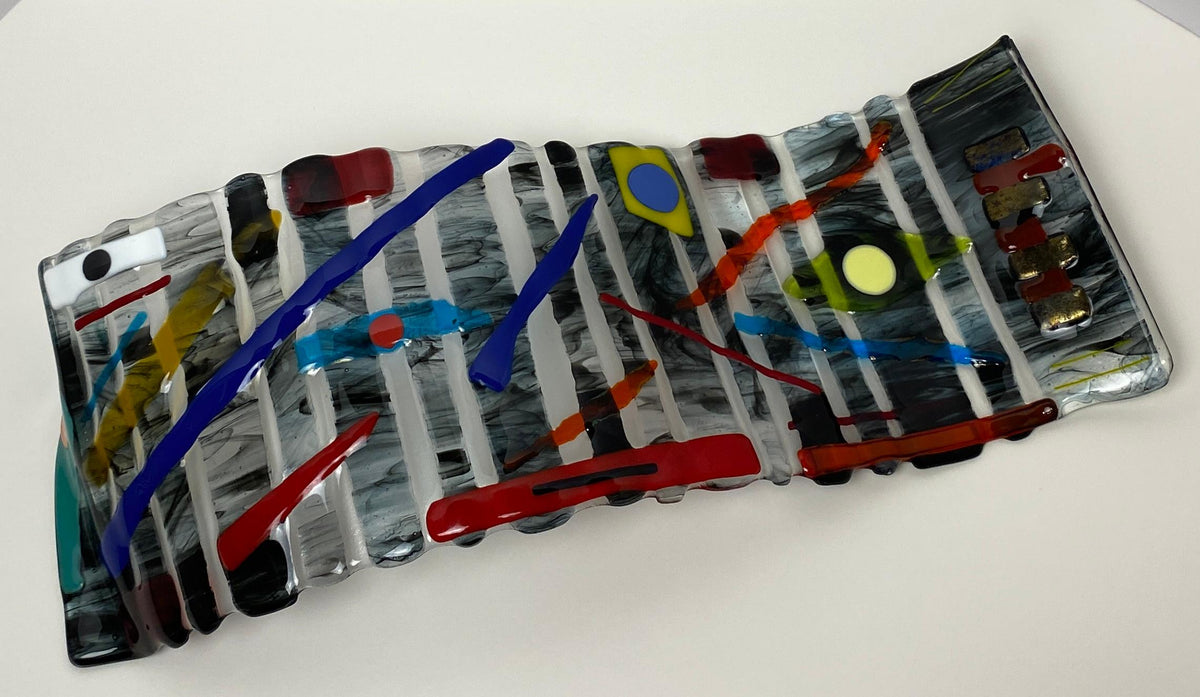 Abstract Sculpted Art Glass Centerpiece, Signed — detail 5