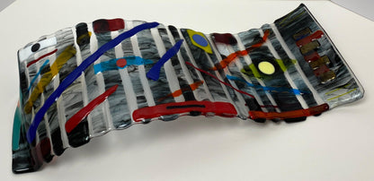 Abstract Sculpted Art Glass Centerpiece, Signed — detail 6