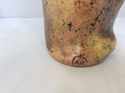 French Midcentury Sculpted Stoneware Vase, Neutral Brown — detail 4