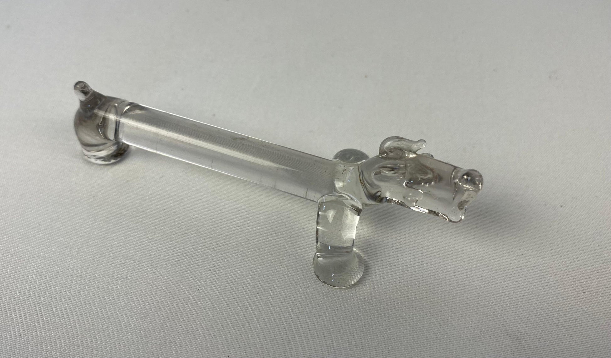 Set of 10 Molded Glass Knife Rests French Basset Hound Shape — detail 2