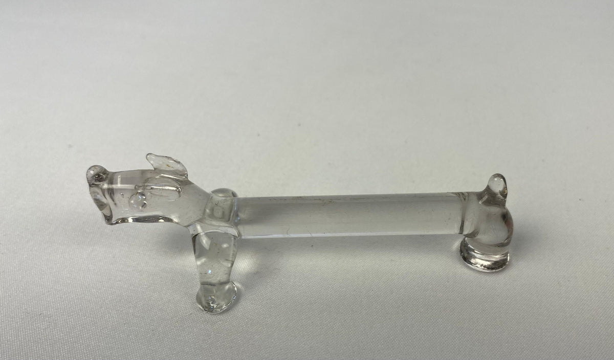 Set of 10 Molded Glass Knife Rests French Basset Hound Shape — detail 5