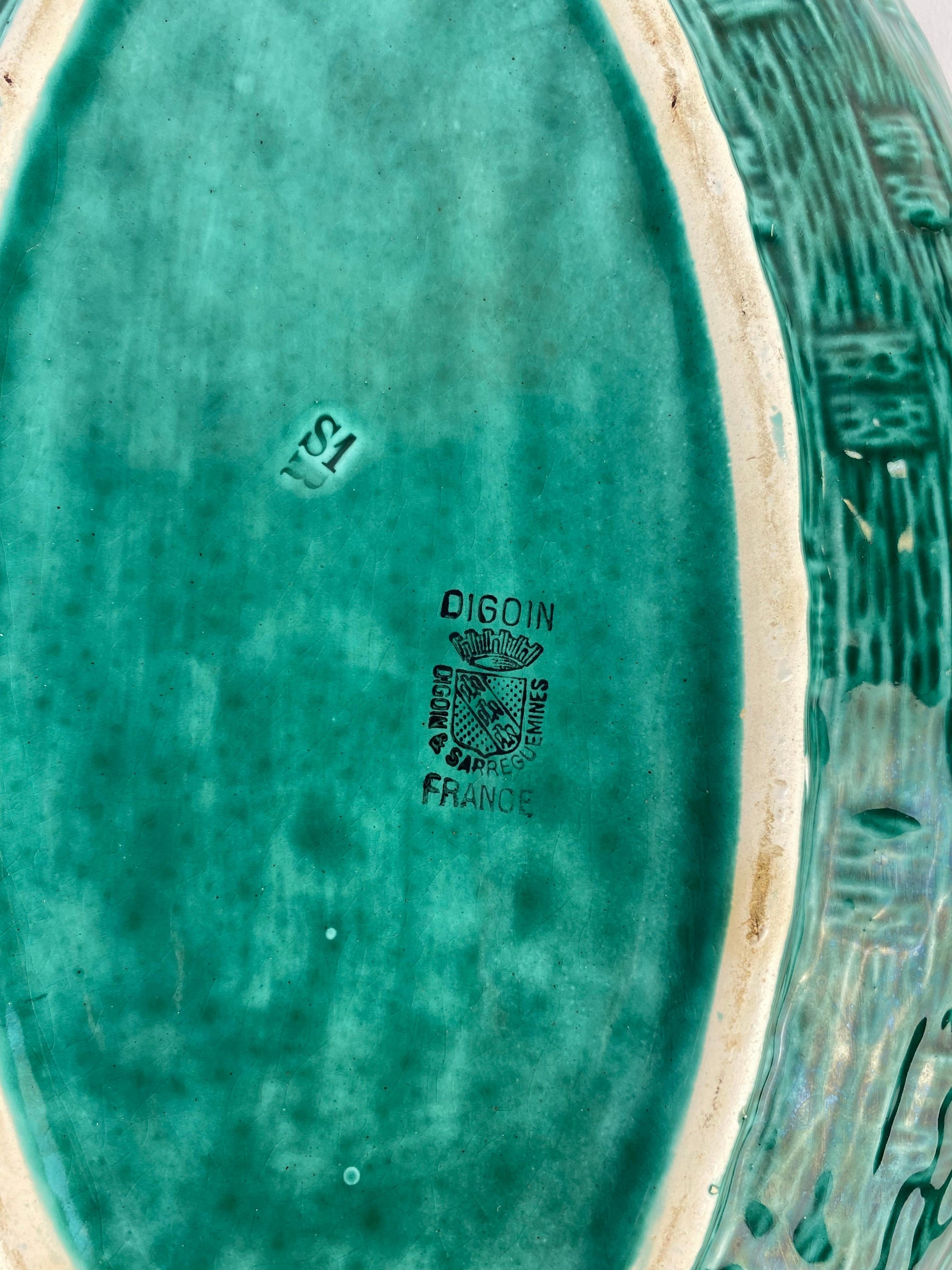 French Ceramic Bottle Coasters and Serving Platter, Set of 3 Sarreguemines — detail 4