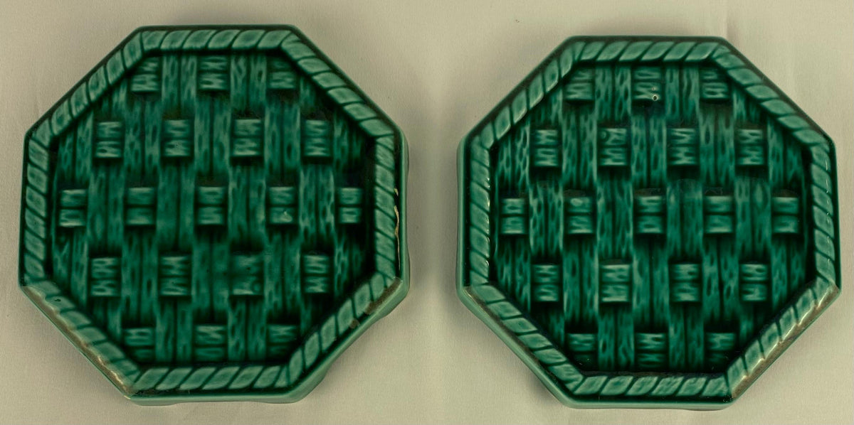 French Ceramic Bottle Coasters and Serving Platter, Set of 3 Sarreguemines — detail 5