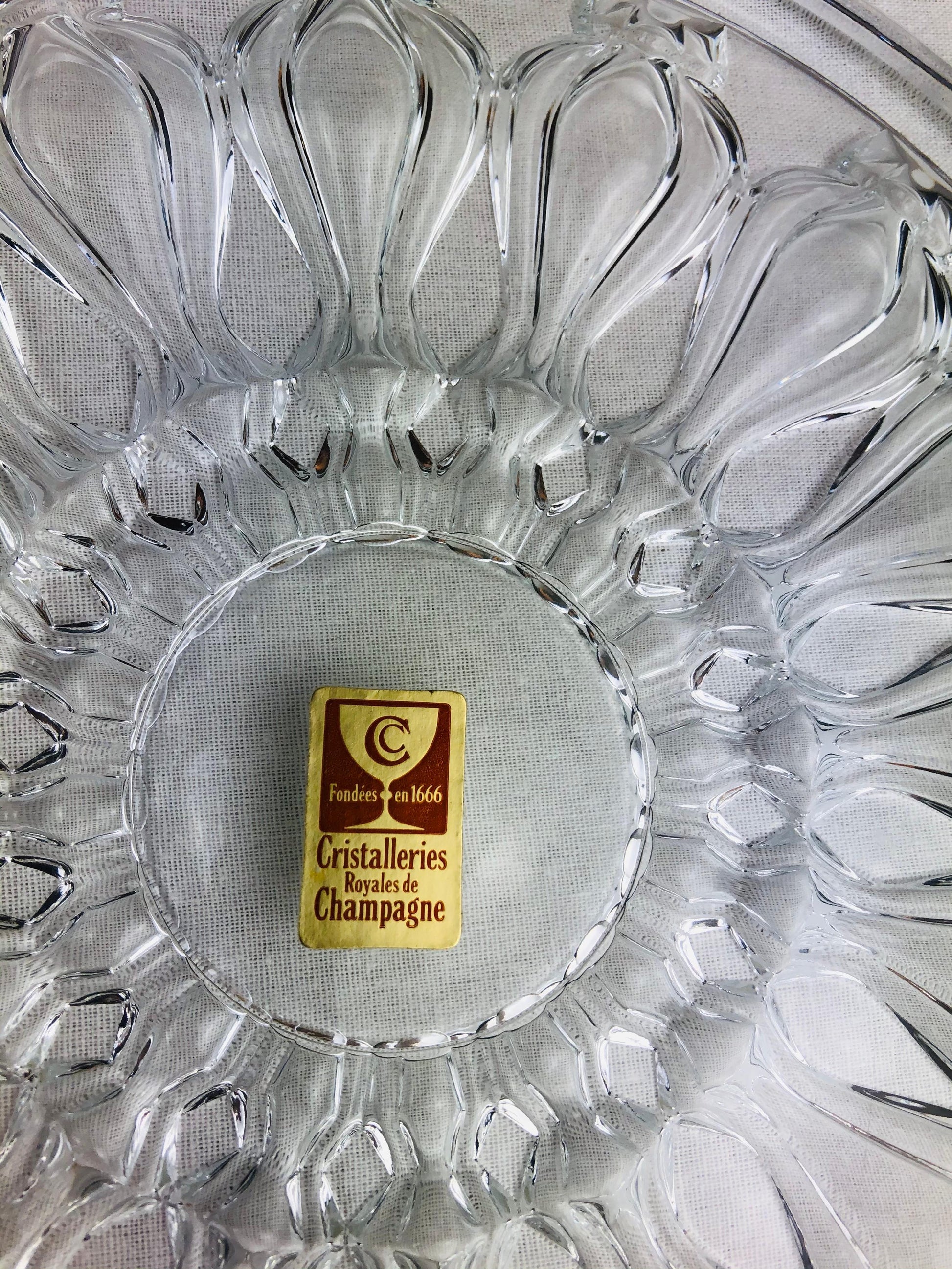 Set of 3 French Baccarat Style Crystal Champagne Cooler or Wine Bottle Coasters — detail 2