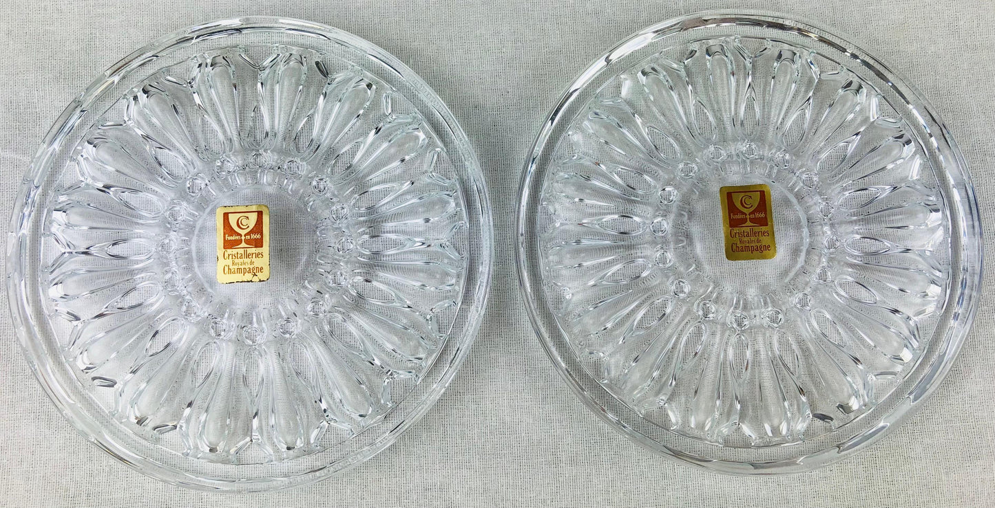 Set of 3 French Baccarat Style Crystal Champagne Cooler or Wine Bottle Coasters — detail 4