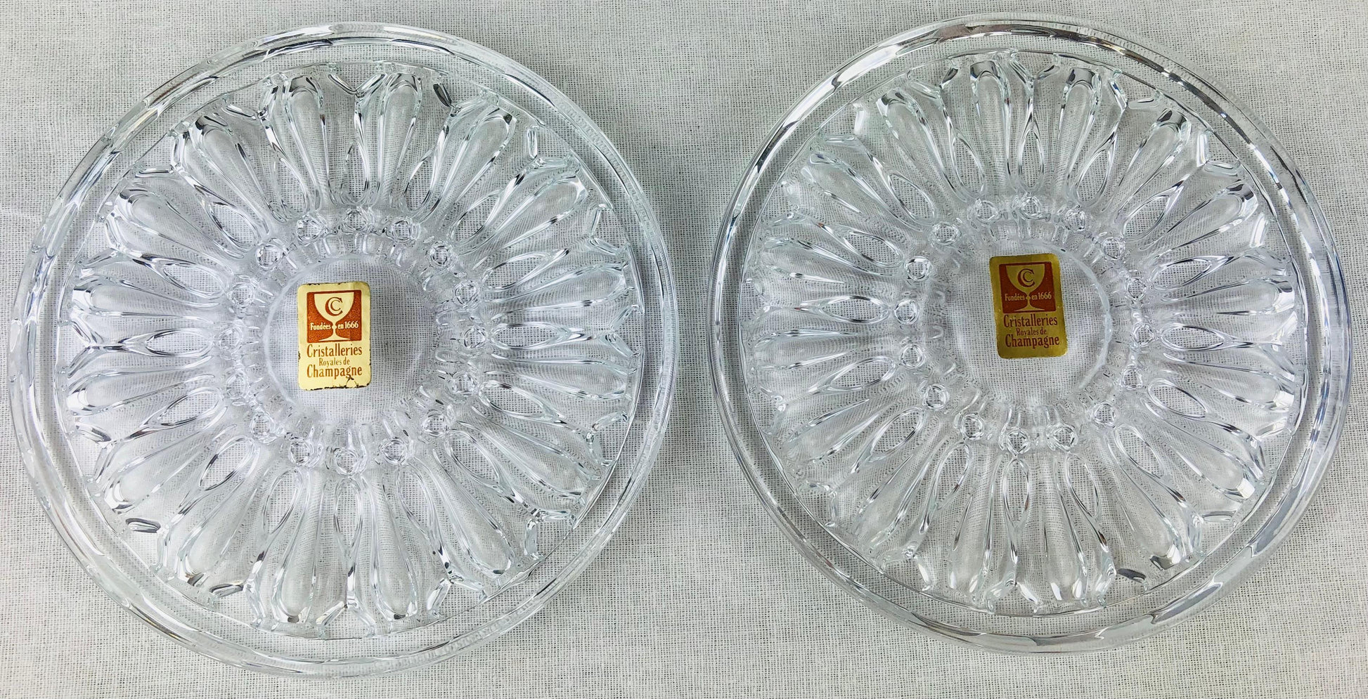 Set of 3 French Baccarat Style Crystal Champagne Cooler or Wine Bottle Coasters — detail 4