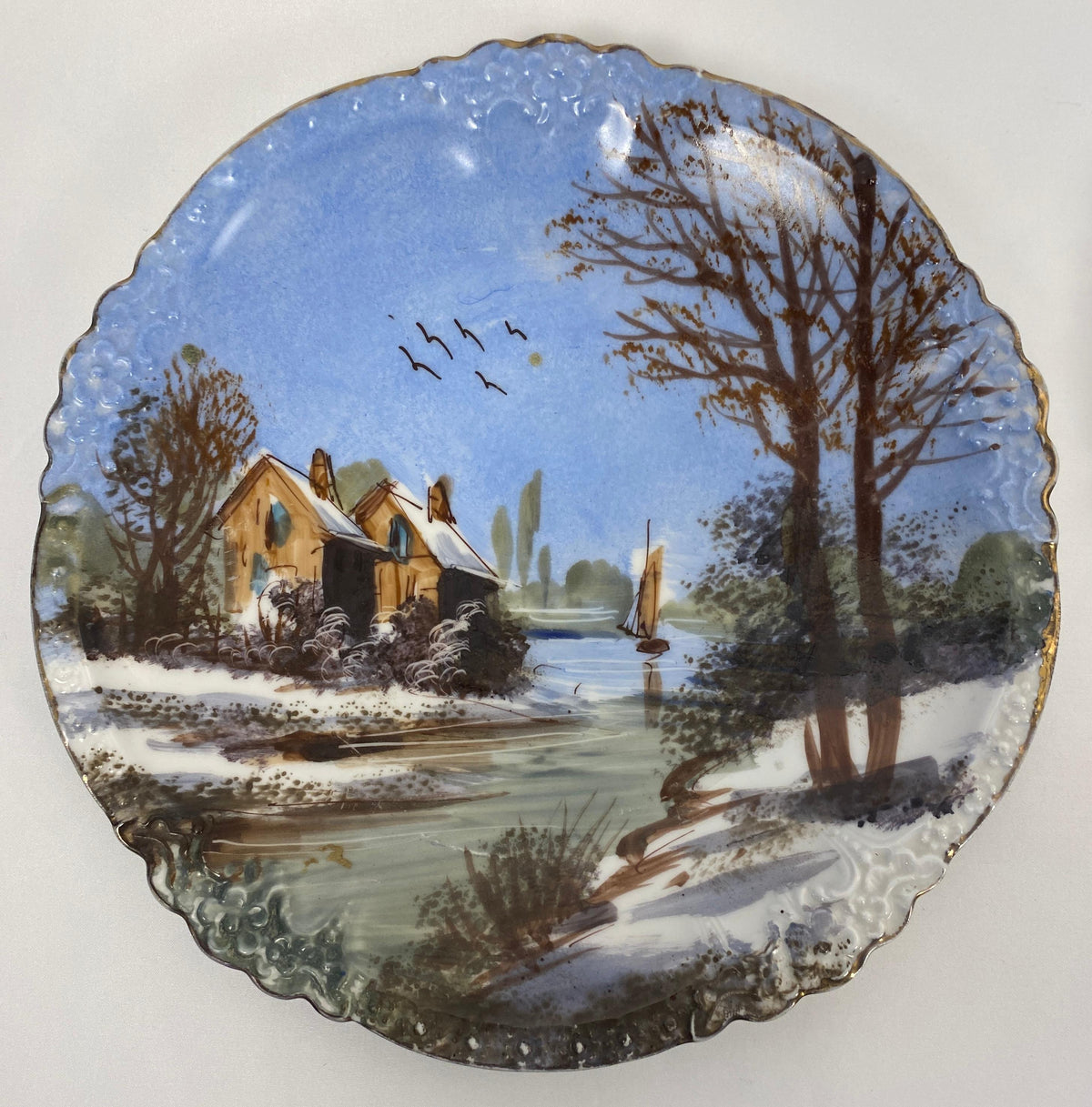 Set of 4 Victorian Style Decorative Plates with Landscape Scenes — detail 2