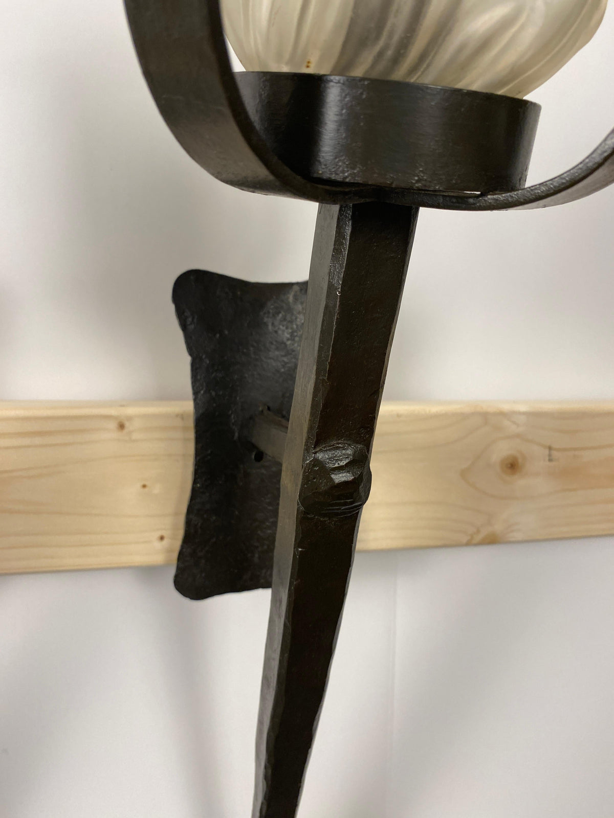 3 Large Spanish Colonial Style Hand Forged Iron Sconces, Traditional Torchiere — detail 11