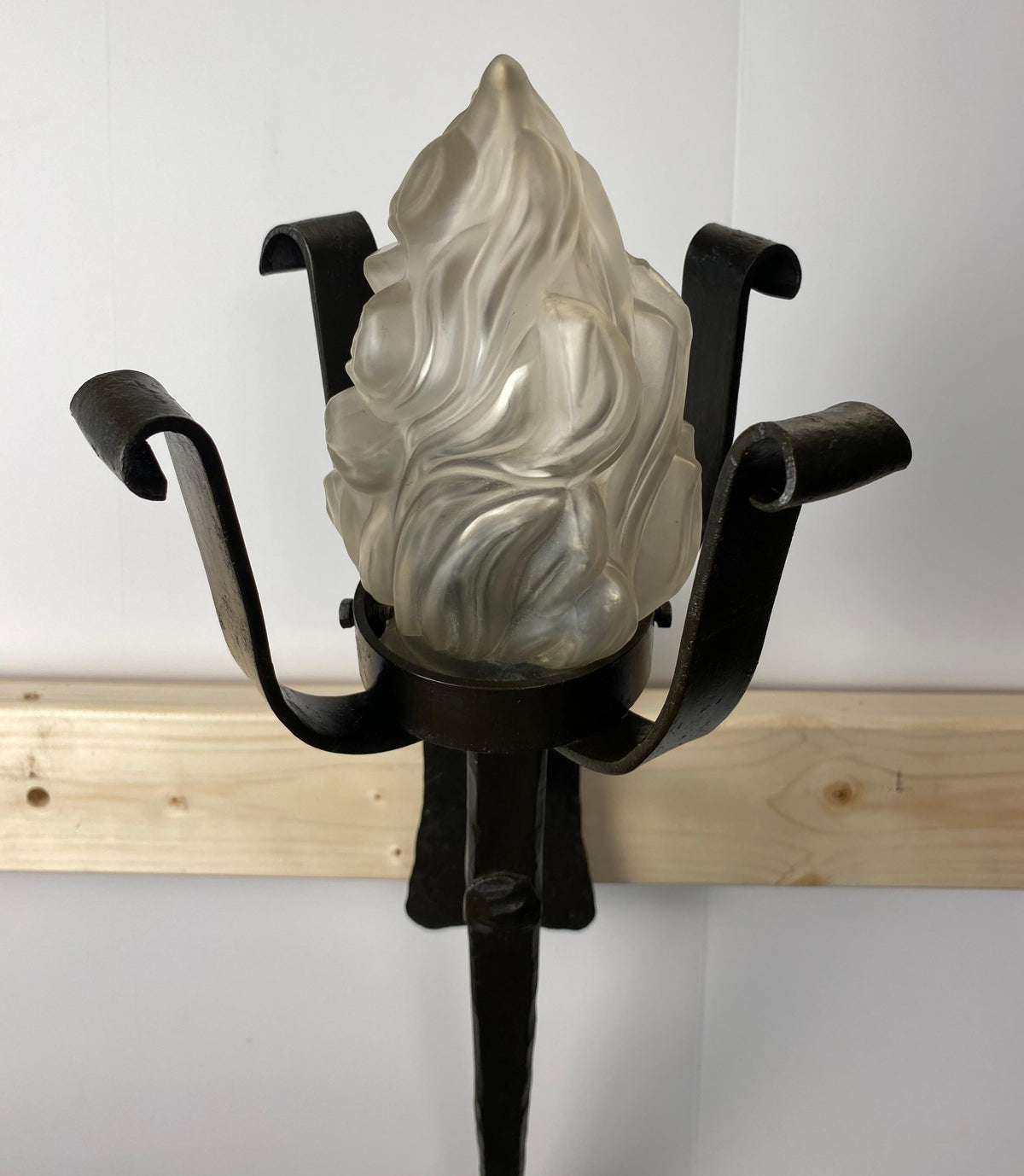 3 Large Spanish Colonial Style Hand Forged Iron Sconces, Traditional Torchiere — detail 2