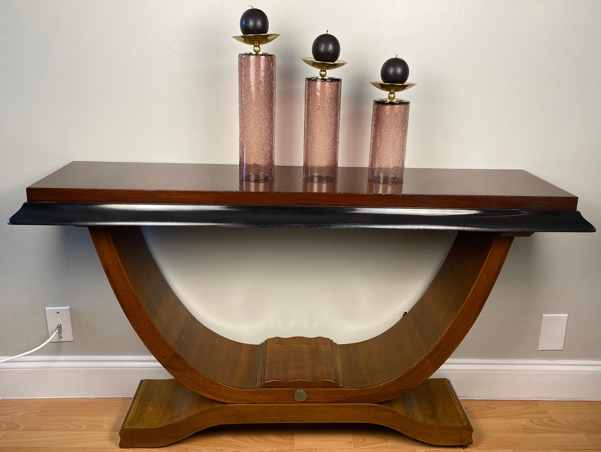Set of 3 Glass and Brass American Modernist Candleholders, Purple Gold — detail 3