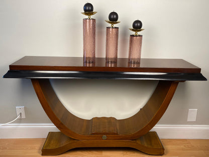 Set of 3 Glass and Brass American Modernist Candleholders, Purple Gold — detail 3