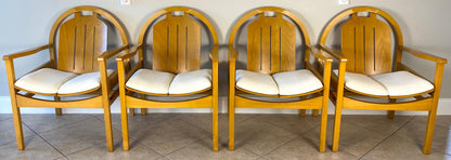 Pair of Modern Armchairs Beechwood + Fabric, Baumann Argos Lounge Chairs — detail 9