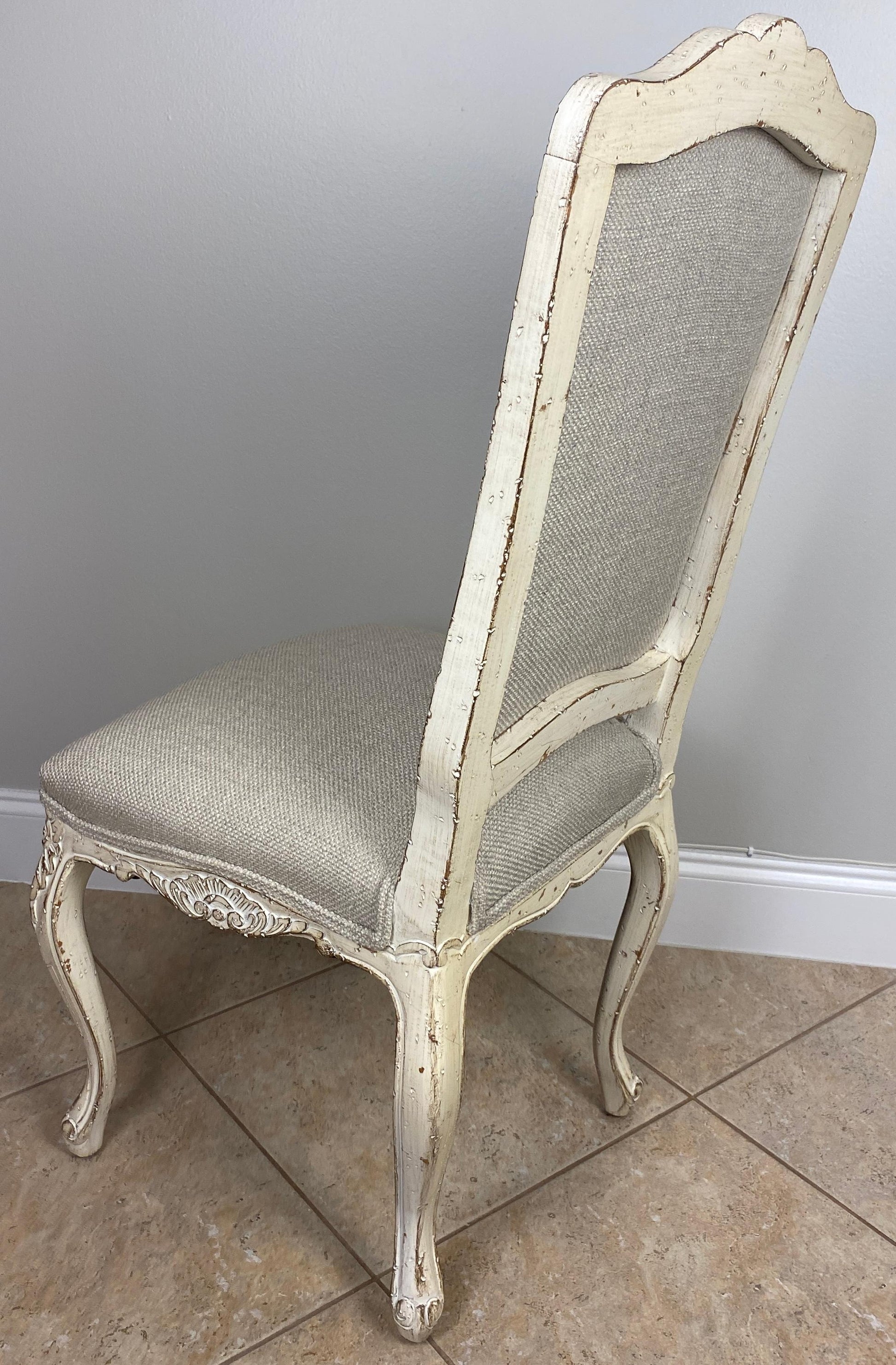 Set of 4 French Louis XV Style Dining Chairs, Painted Provincial Dining Chairs — detail 3