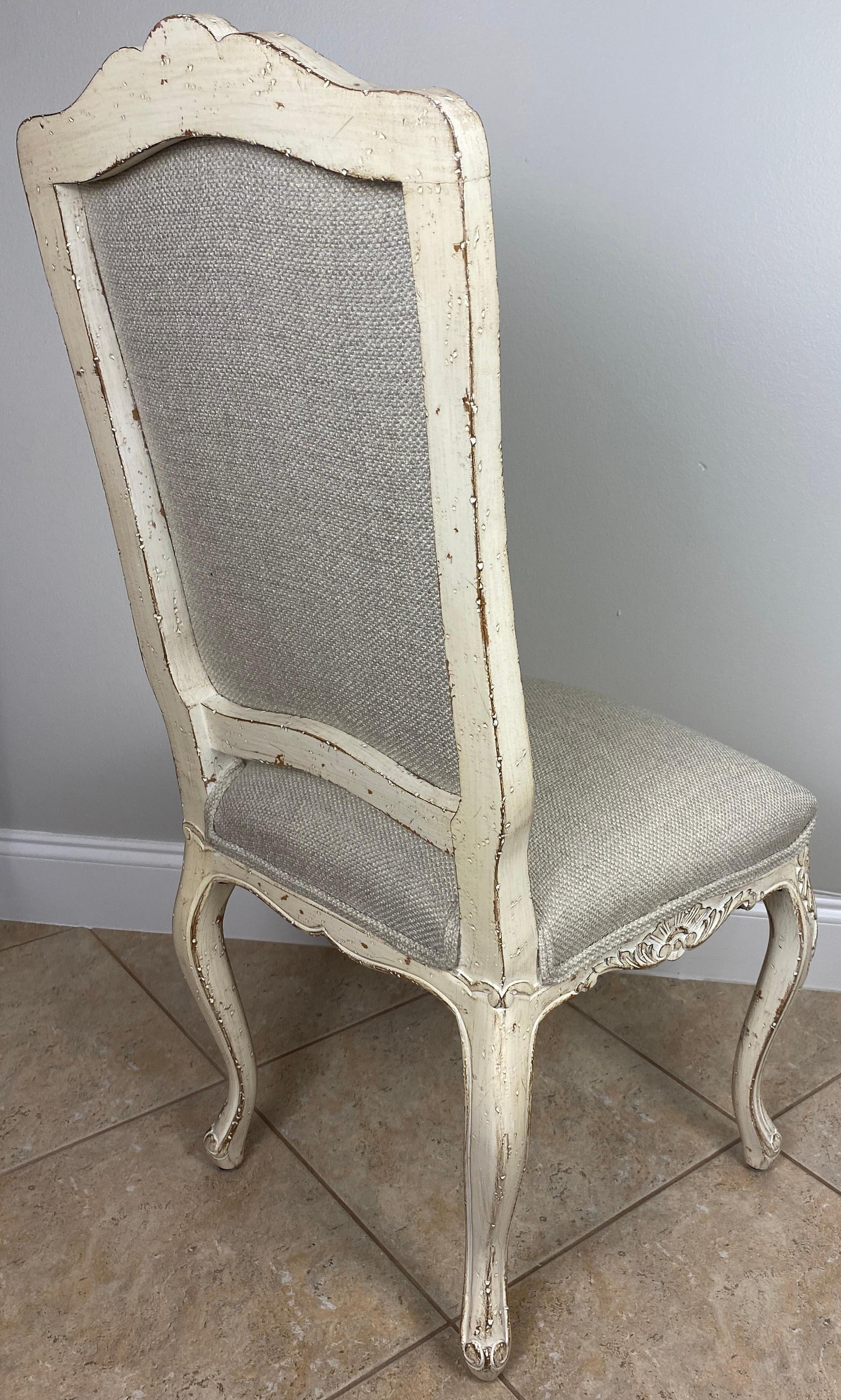 Set of 4 French Louis XV Style Dining Chairs, Painted Provincial Dining Chairs — detail 4