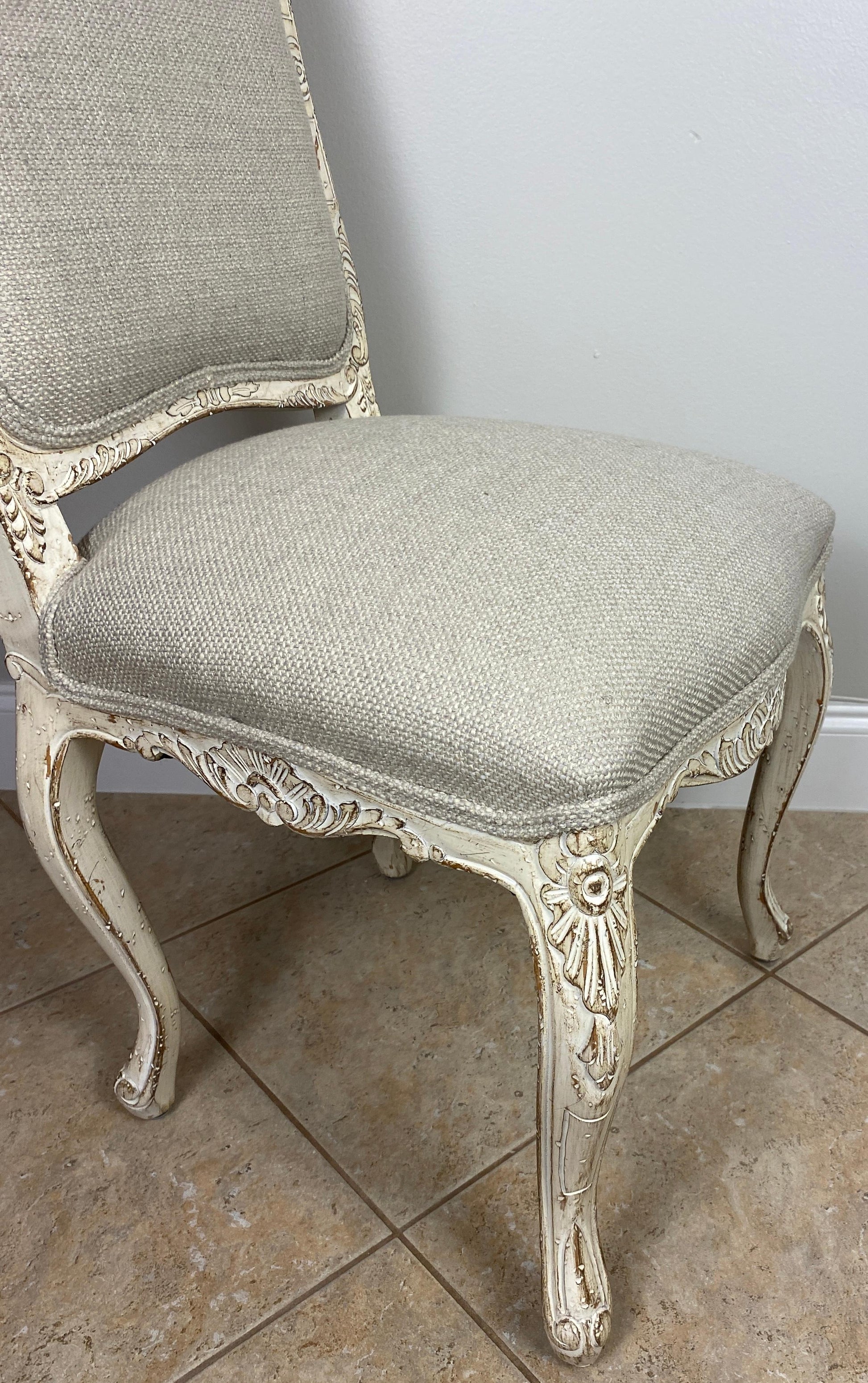 Set of 4 French Louis XV Style Dining Chairs, Painted Provincial Dining Chairs — detail 5