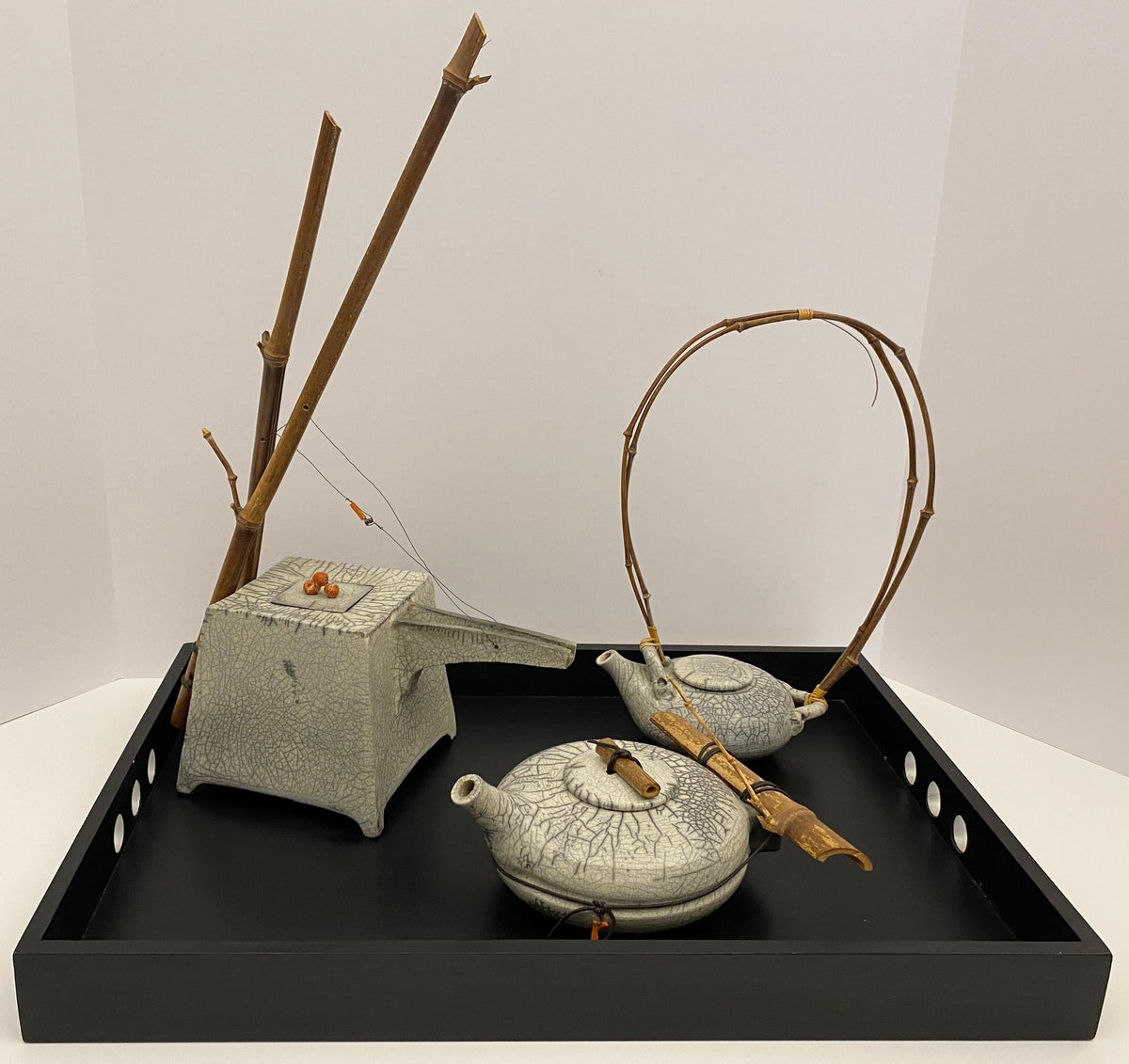 Raku Ceramic Set with Tray — detail 2