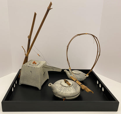 Raku Ceramic Set with Tray — detail 2