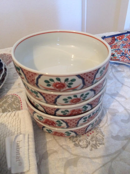 Collection of Five Japanese Imari Porcelain Bowls, Hand Painted — detail 6
