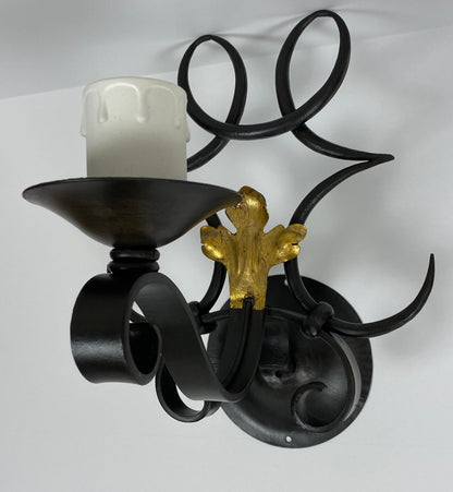 Rene Drouet Art Deco Style Hand Forged Wrought Iron Sconces Set of 5 — detail 6