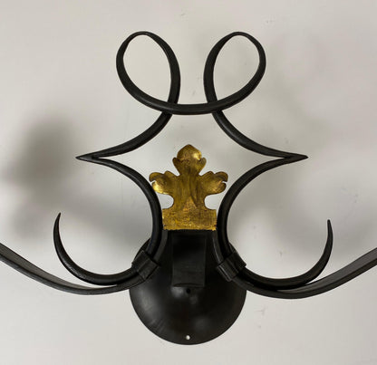 Rene Drouet Art Deco Style Hand Forged Wrought Iron Sconces Set of 5 — detail 10