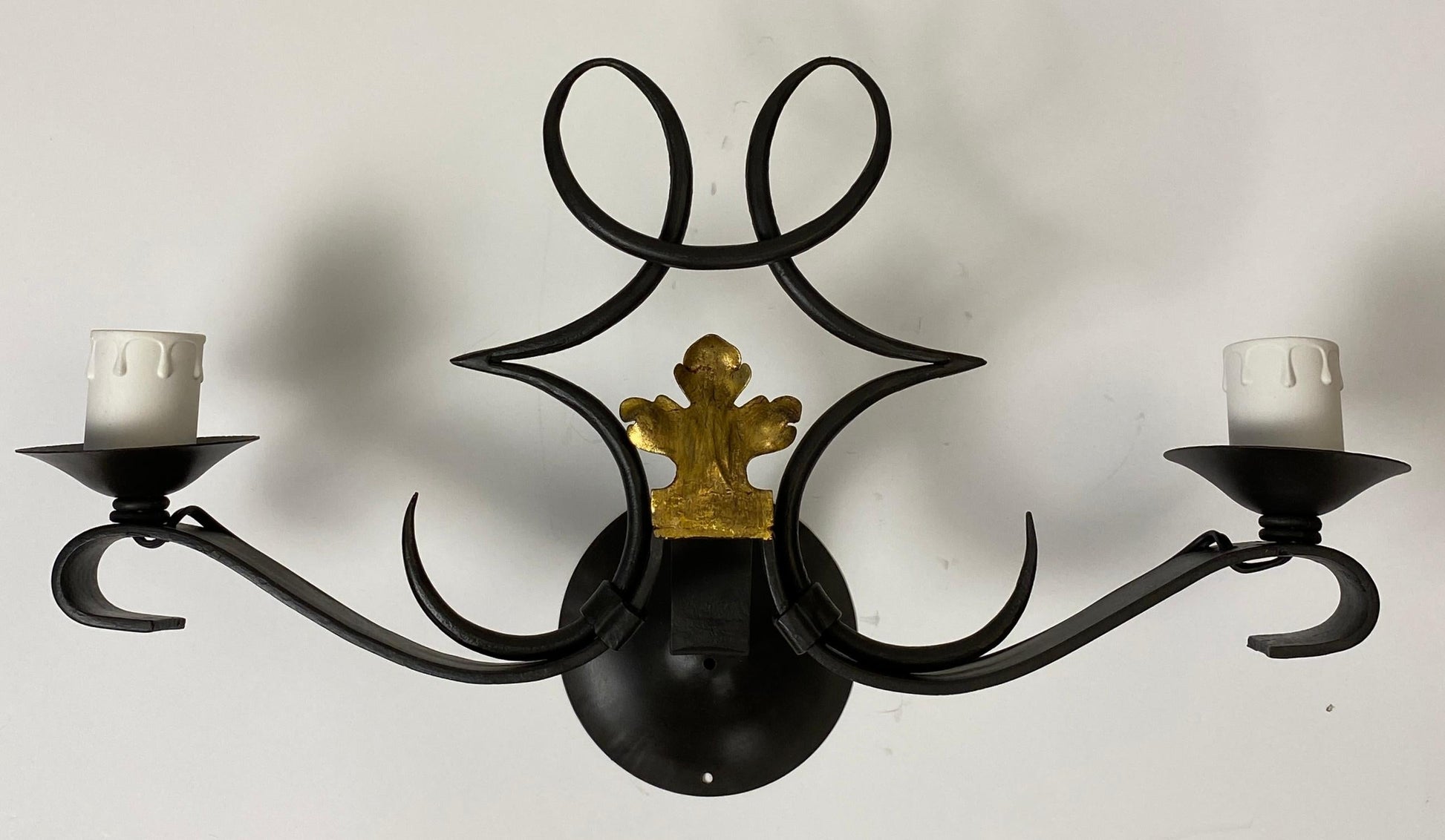 Rene Drouet Art Deco Style Hand Forged Wrought Iron Sconces Set of 5 — detail 2