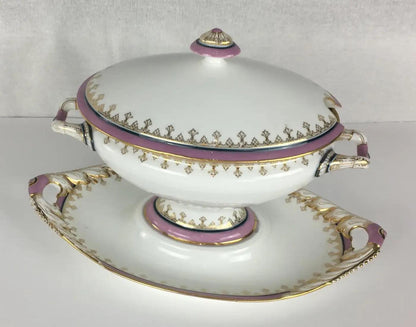 Set of 6 Limoges Porcelain Serving Dishes, Platters, Bowl and Gravy Boats Set — detail 2