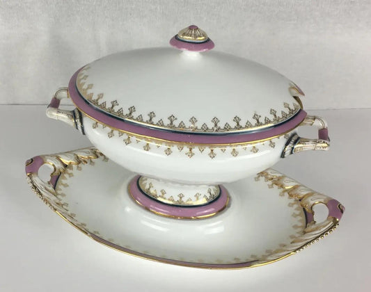 Set of 6 Limoges Porcelain Serving Dishes, Platters, Bowl and Gravy Boats Set — detail 2