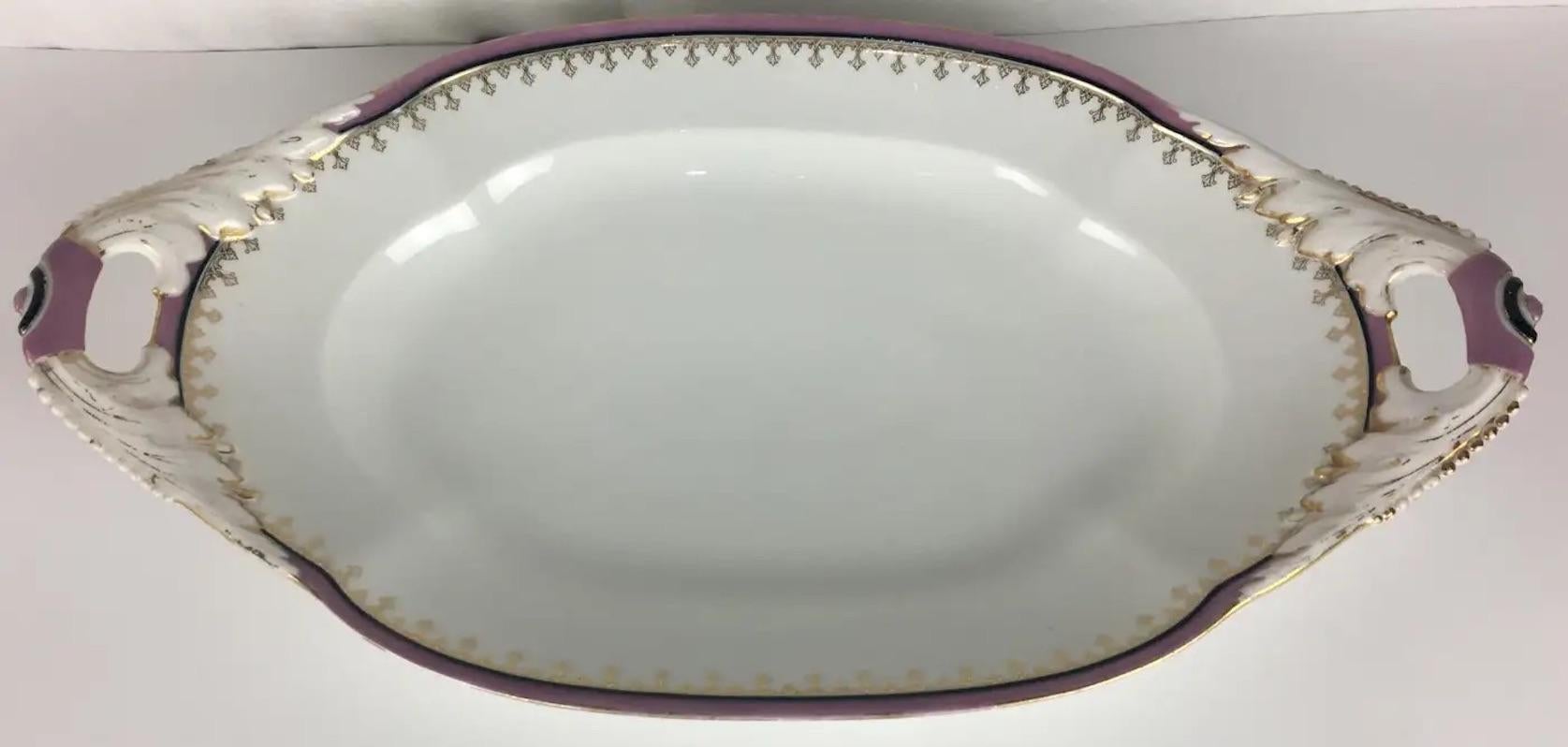Set of 6 Limoges Porcelain Serving Dishes, Platters, Bowl and Gravy Boats Set — detail 3