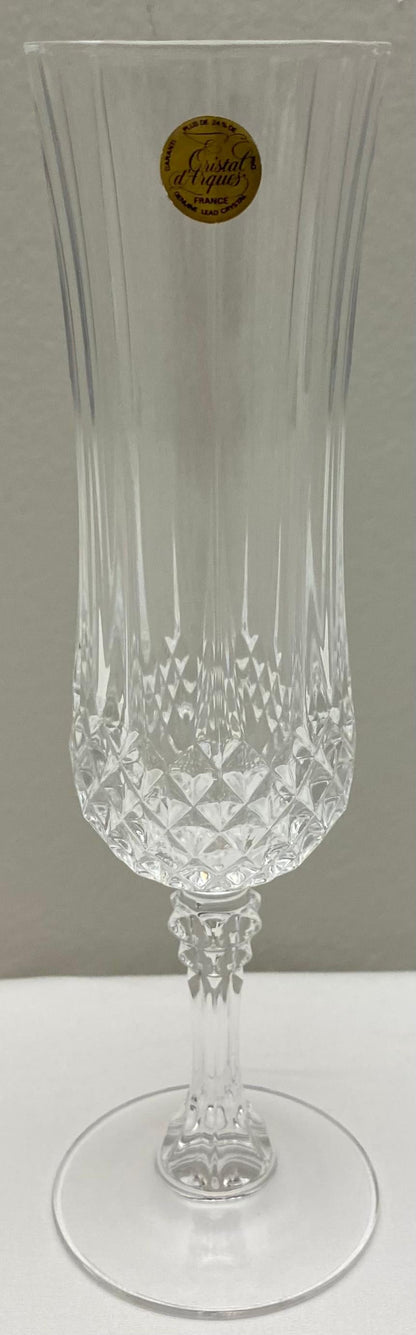 French Crystal Champagne Flutes, Set of 6 in Original Box — detail 2