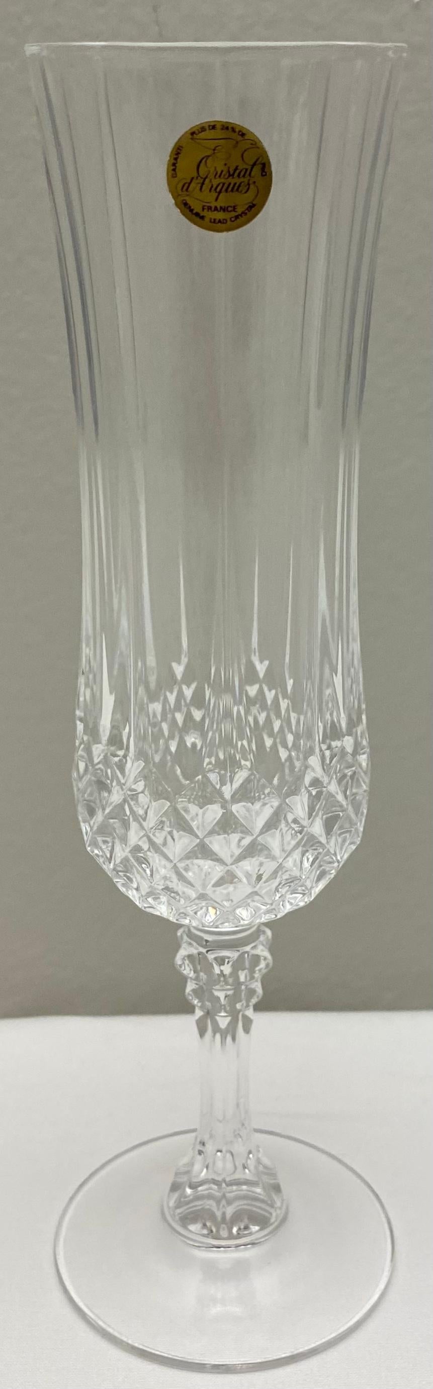 French Crystal Champagne Flutes, Set of 6 in Original Box — detail 5