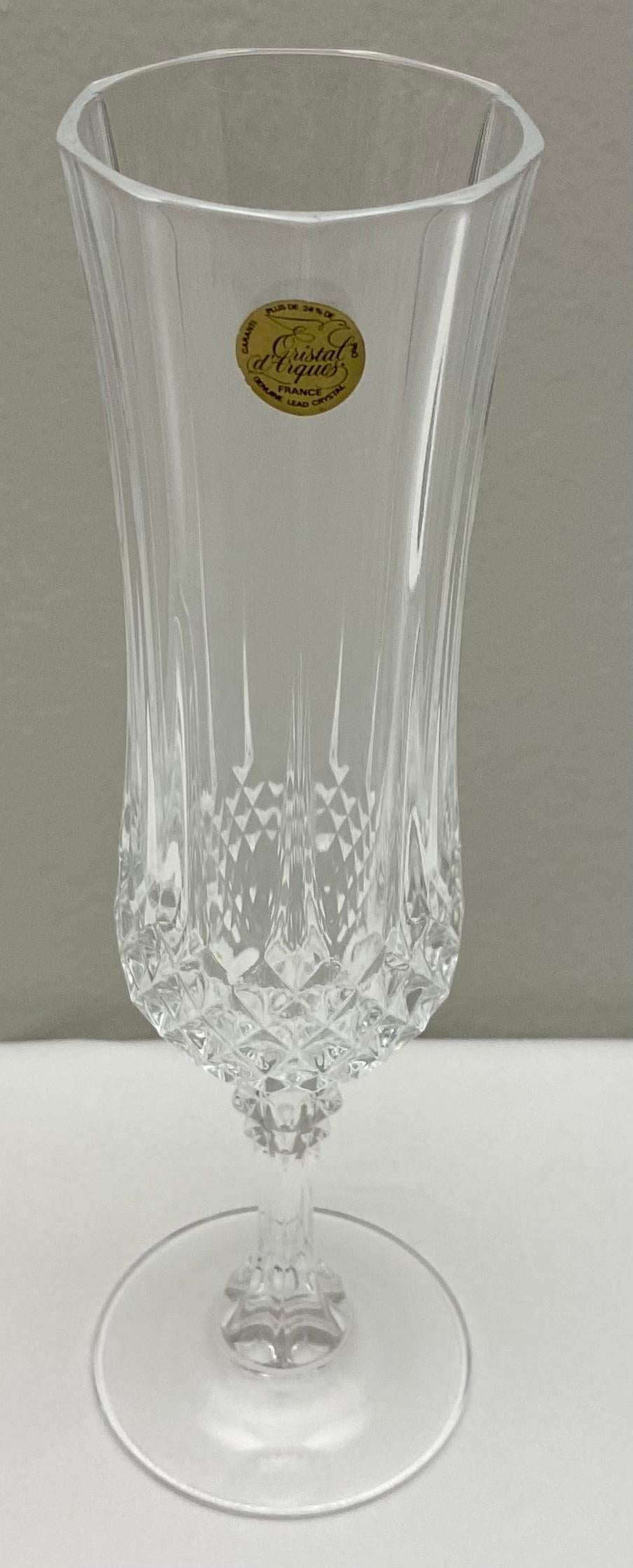 French Crystal Champagne Flutes, Set of 6 in Original Box — detail 3
