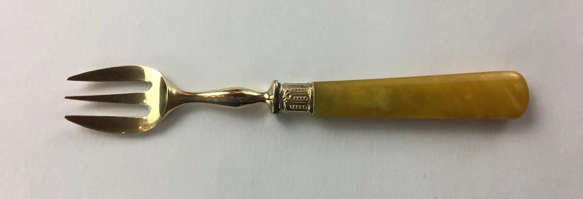 Set of 36 French Gold-Plated Flatware with Mother-of-Pearl Handles, Original Box — detail 6
