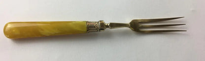 Set of 36 French Gold-Plated Flatware with Mother-of-Pearl Handles, Original Box — detail 5