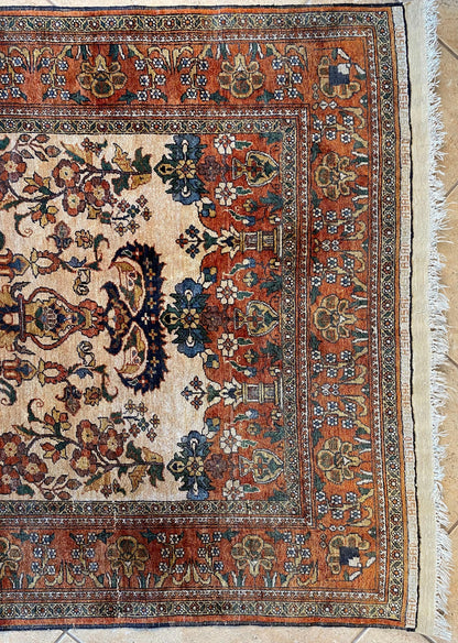 Art Deco Style Antique Caucasian Silk Rug, Signed circa 1920 — detail 6