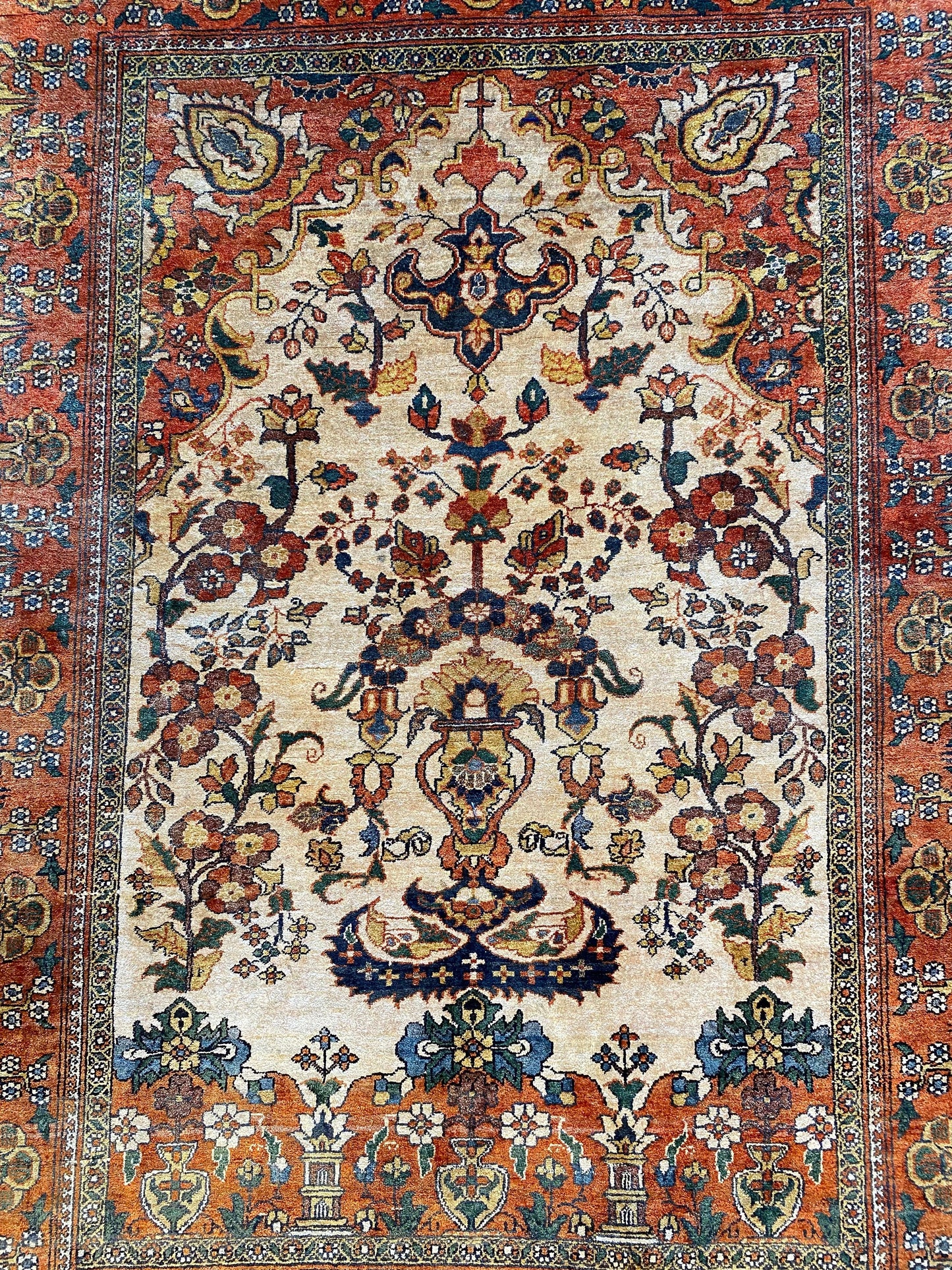 Art Deco Style Antique Caucasian Silk Rug, Signed circa 1920 — detail 8