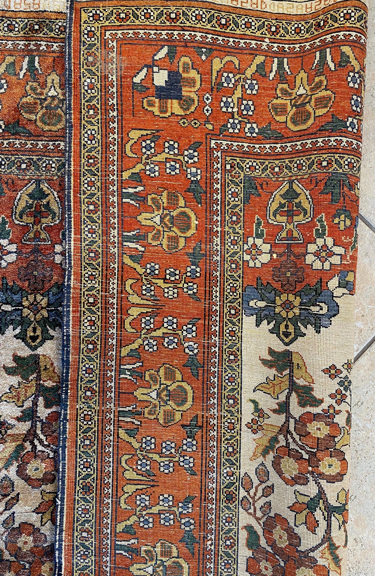 Art Deco Style Antique Caucasian Silk Rug, Signed circa 1920 — detail 3