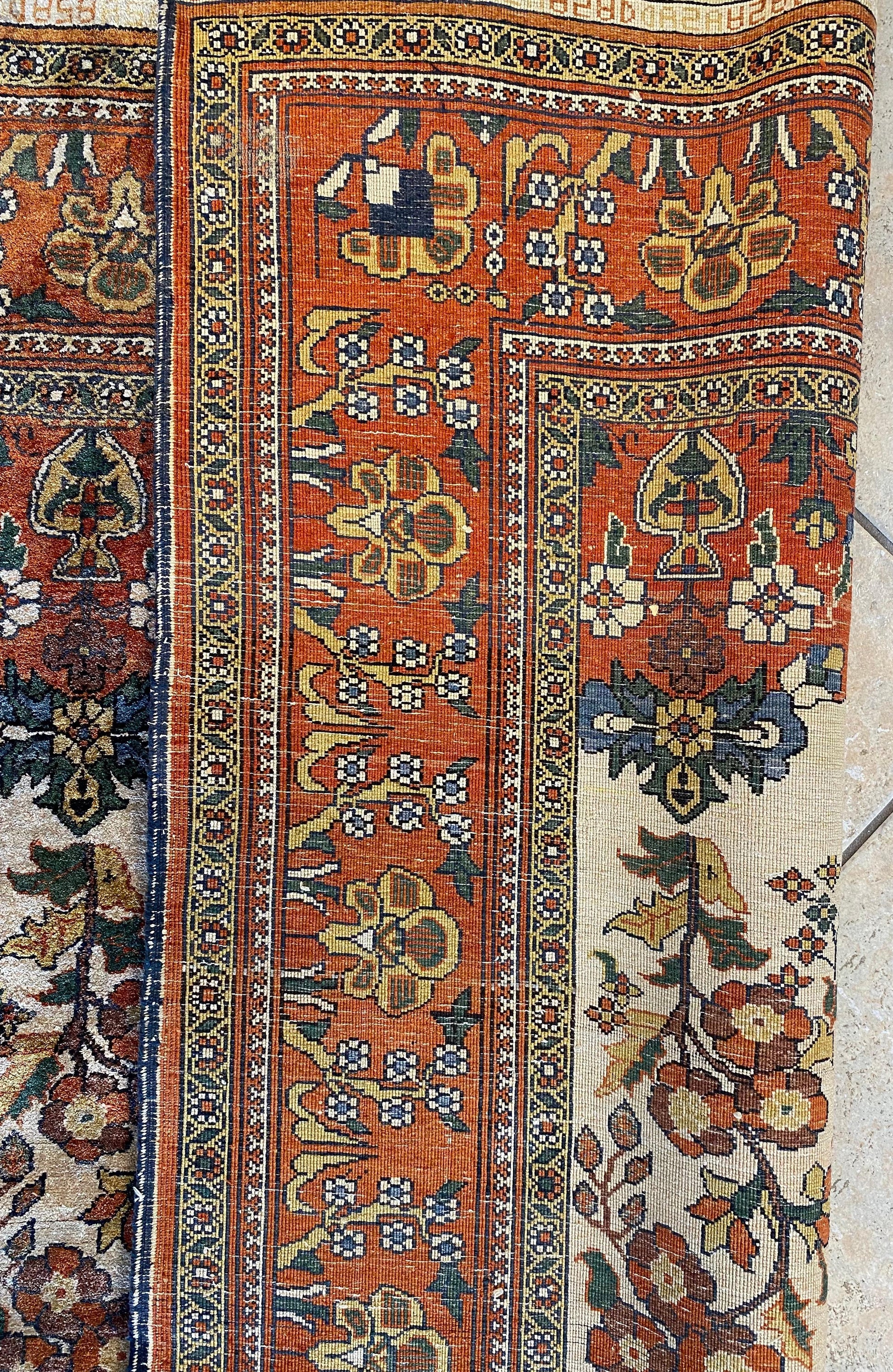 Art Deco Style Antique Caucasian Silk Rug, Signed circa 1920 — detail 3