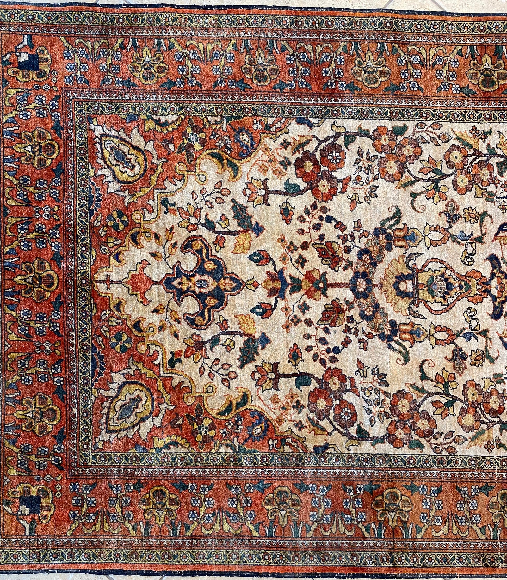 Art Deco Style Antique Caucasian Silk Rug, Signed circa 1920 — detail 4