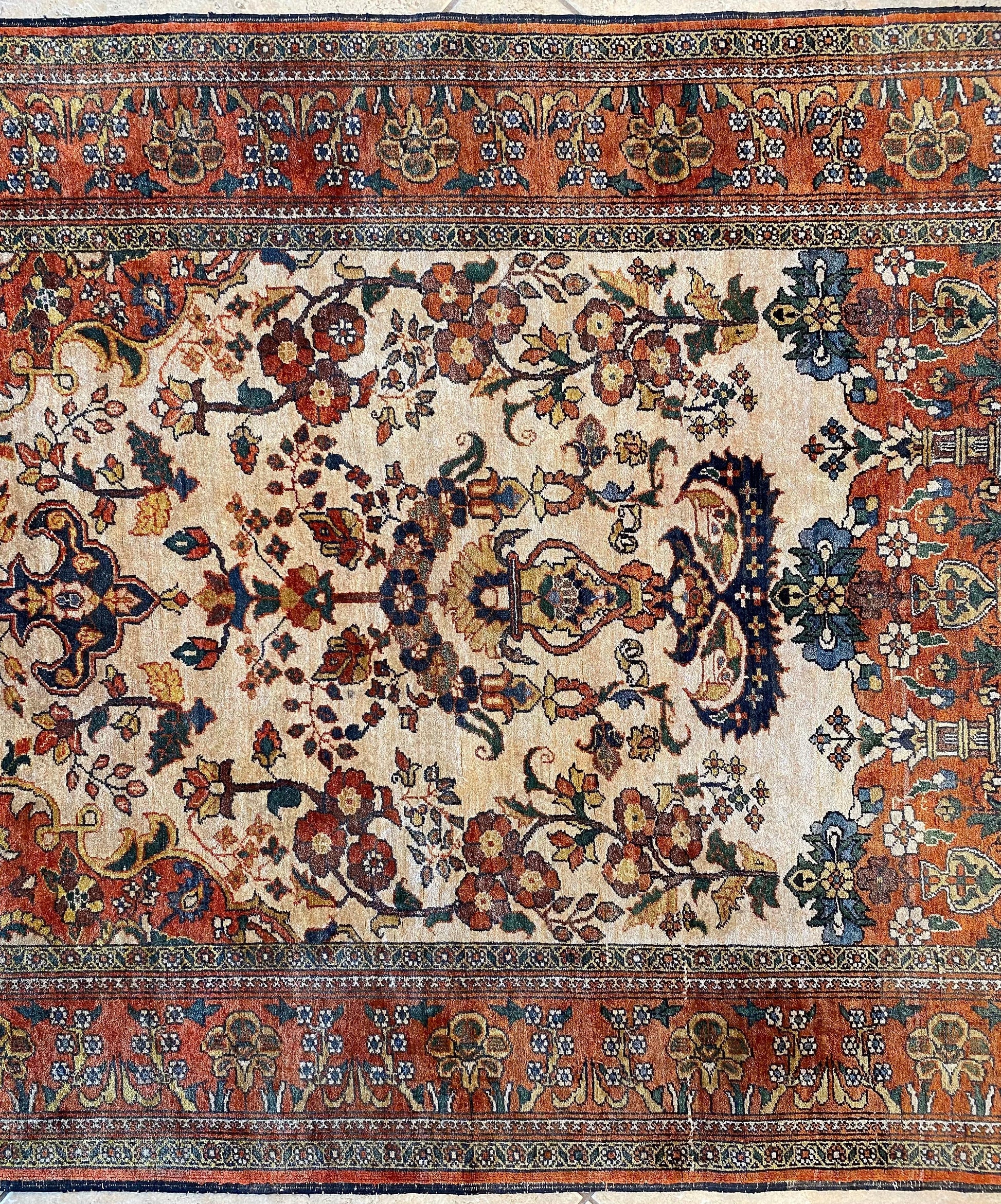 Art Deco Style Antique Caucasian Silk Rug, Signed circa 1920 — detail 5