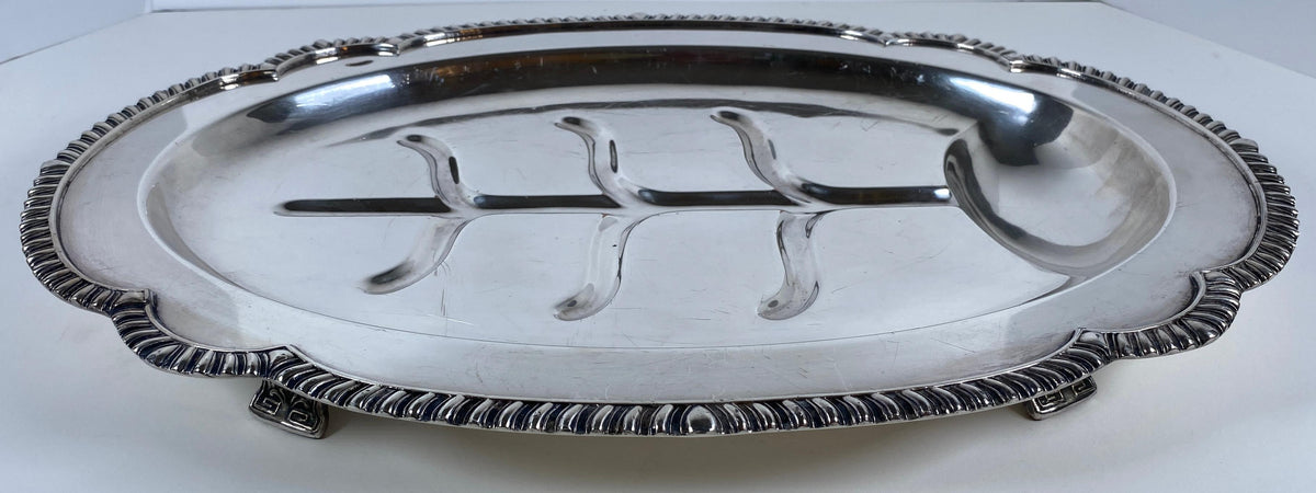 French Art Deco Mahogany Serving Tray with Copper Inlay, Hand-Crafted — detail 4